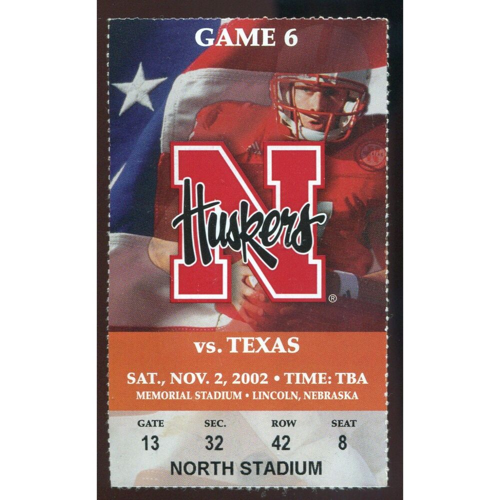 Vintage 2002 Nebraska Cornhuskers Texas Longhorns NCAA Football Ticket Stub